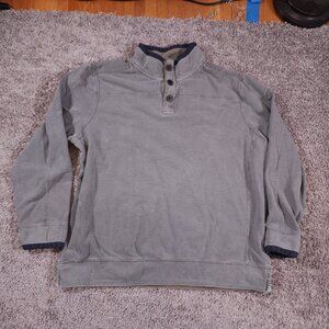 Carbon 2 Cobalt Pullover Sweater Mens XL 9 Yards Gray Pique Henley Sweatshirt